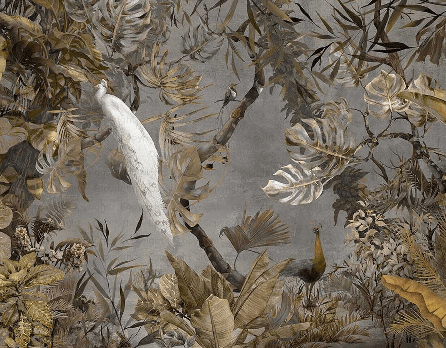 Carta da parati panoramica Imperial white peacock