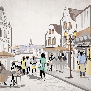 Carta da parati francese Paris café en terrasse