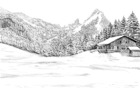 Papier peint montagne Suisse - Dent d'Oche - Muralconcept