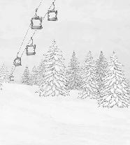 Papier peint montagne télécabine noir & blanc - Muralconcept