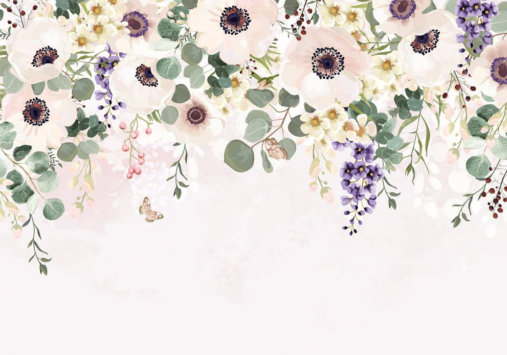 Carta da parati con meravigliosi fiori