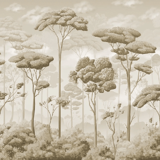 Papier peint panoramique pinède volupté sépia - Muralconcept