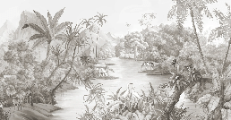 Papier peint panoramique jungle pittoresque - Muralconcept