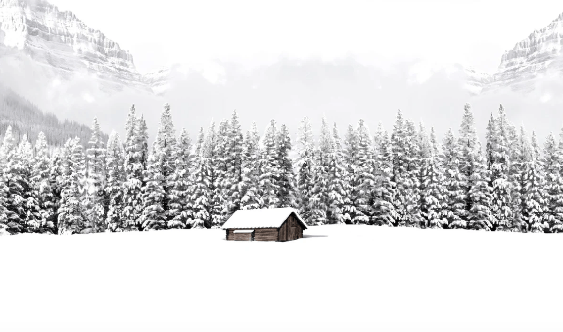 Papier peint panoramique chalet en montagne, XXL, tendance