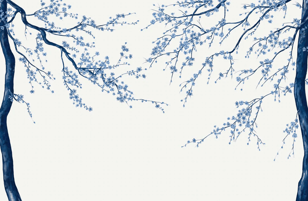 Papier peint panoramique fleur Sakura blanc