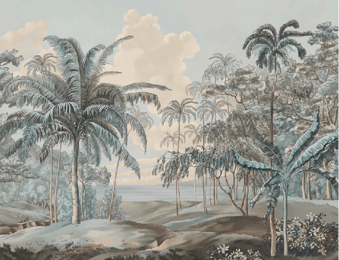 Papier peint paysage Célèbes bleuté - Muralconcept