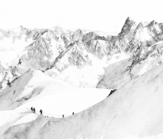 Papier peint alpinisme la cordée - Vallée blanche - Muralconcept