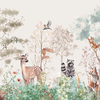 Papier peint chambre enfant nature magique beige - Muralconcept