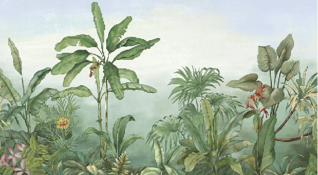 Papier peint toilette végétal botanic - Muralconcept