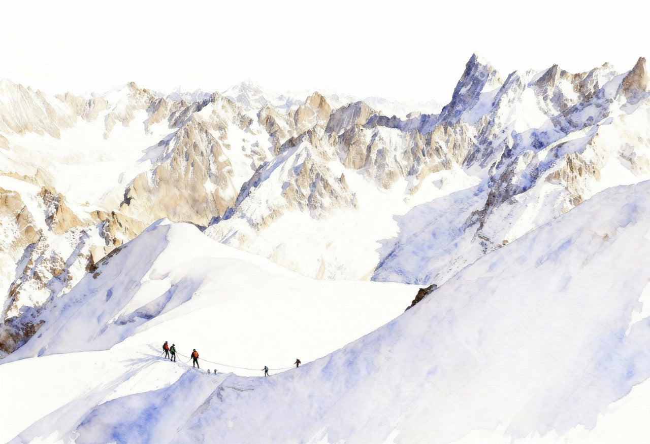 Papier peint alpinisme la cordée - Vallée blanche