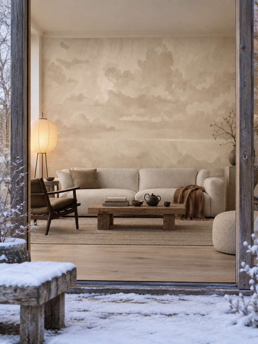 Carta da parati panoramica “Cielo di velluto” – nuvola beige