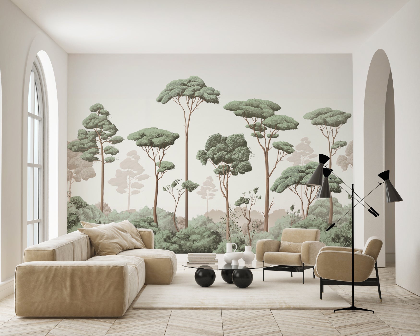 Papier peint brise légère pinède - Muralconcept