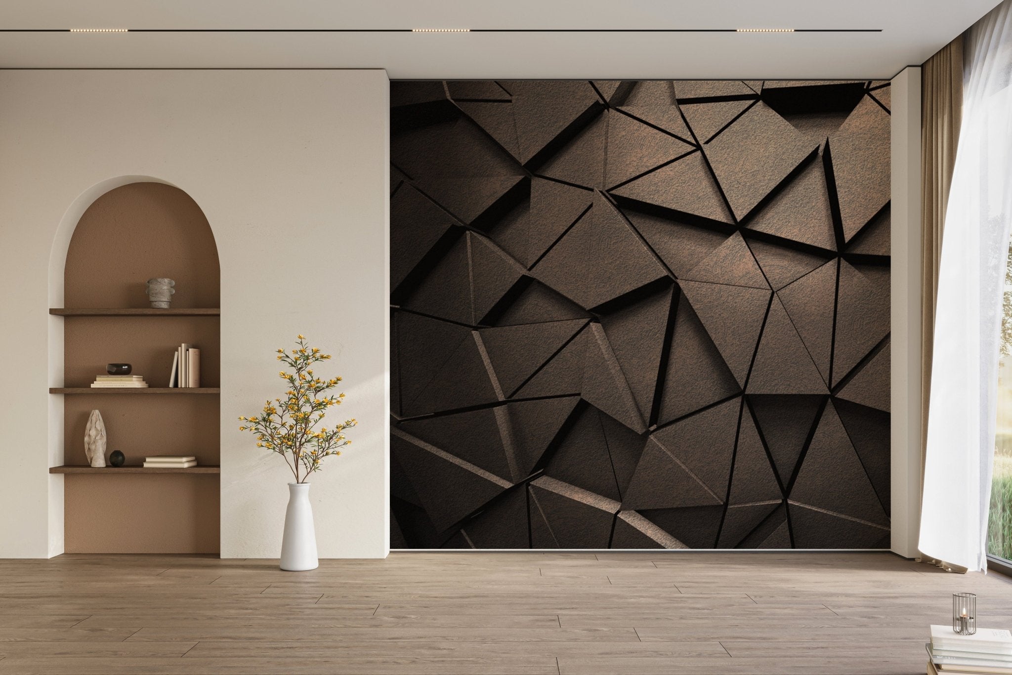 Papier peint 3D black perspective rouille, mural concept, tendance