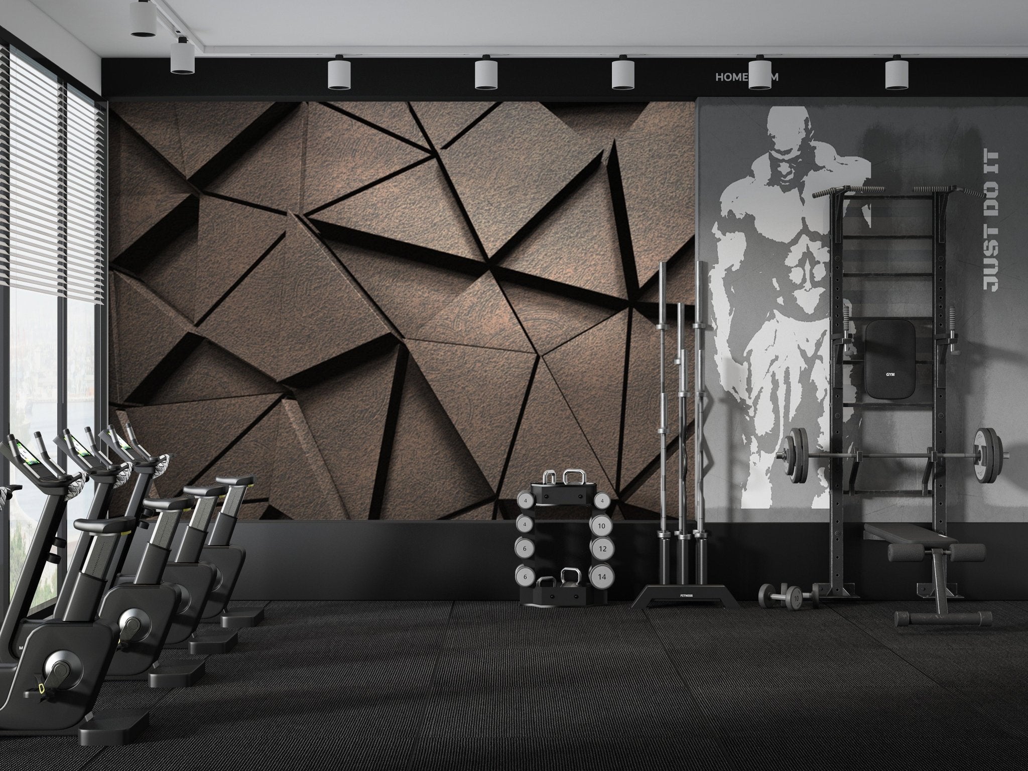 Papier peint 3D black perspective rouille, mural concept, tendance