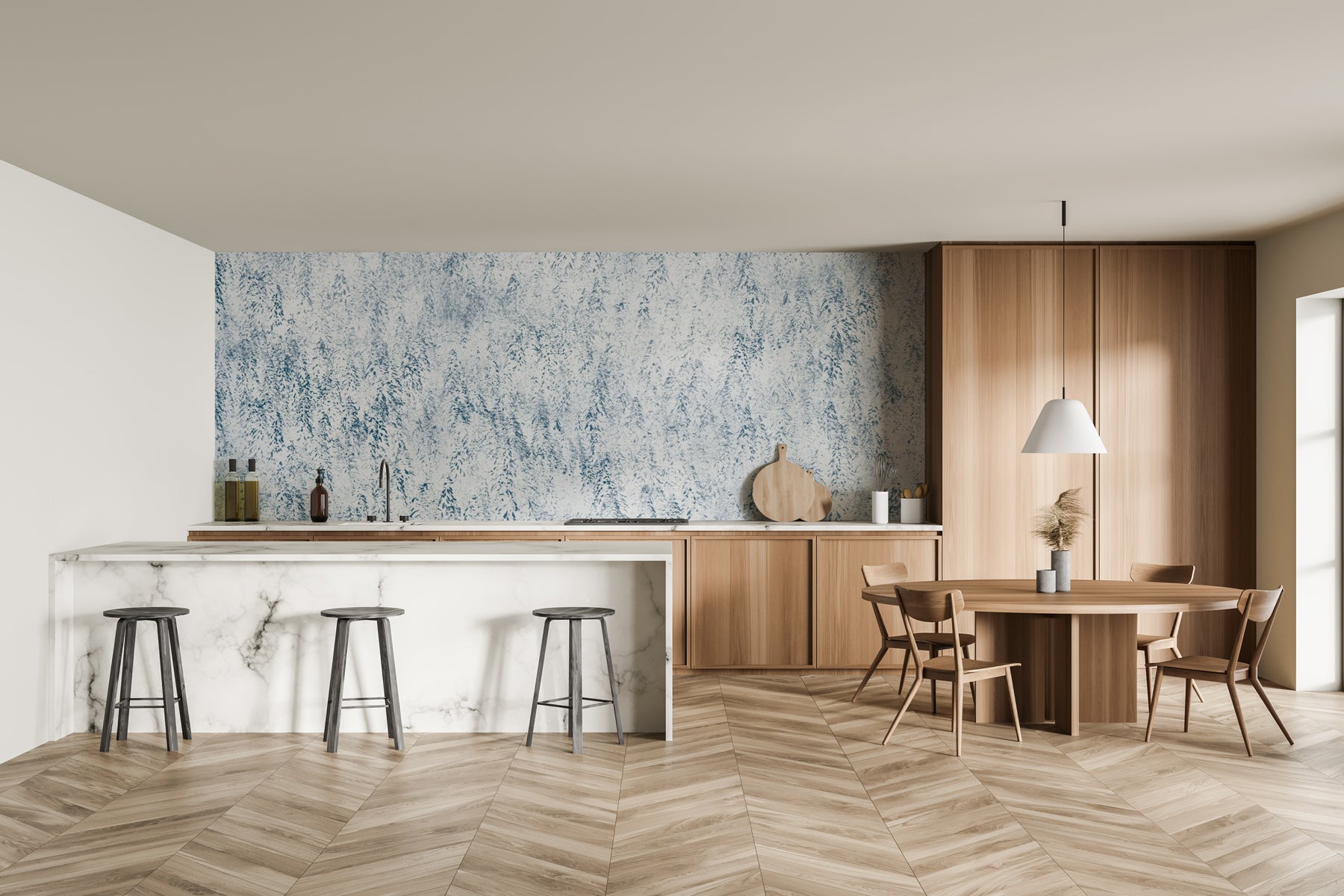 Papier peint forêt brumeuse Alpine design, XXL, tendance