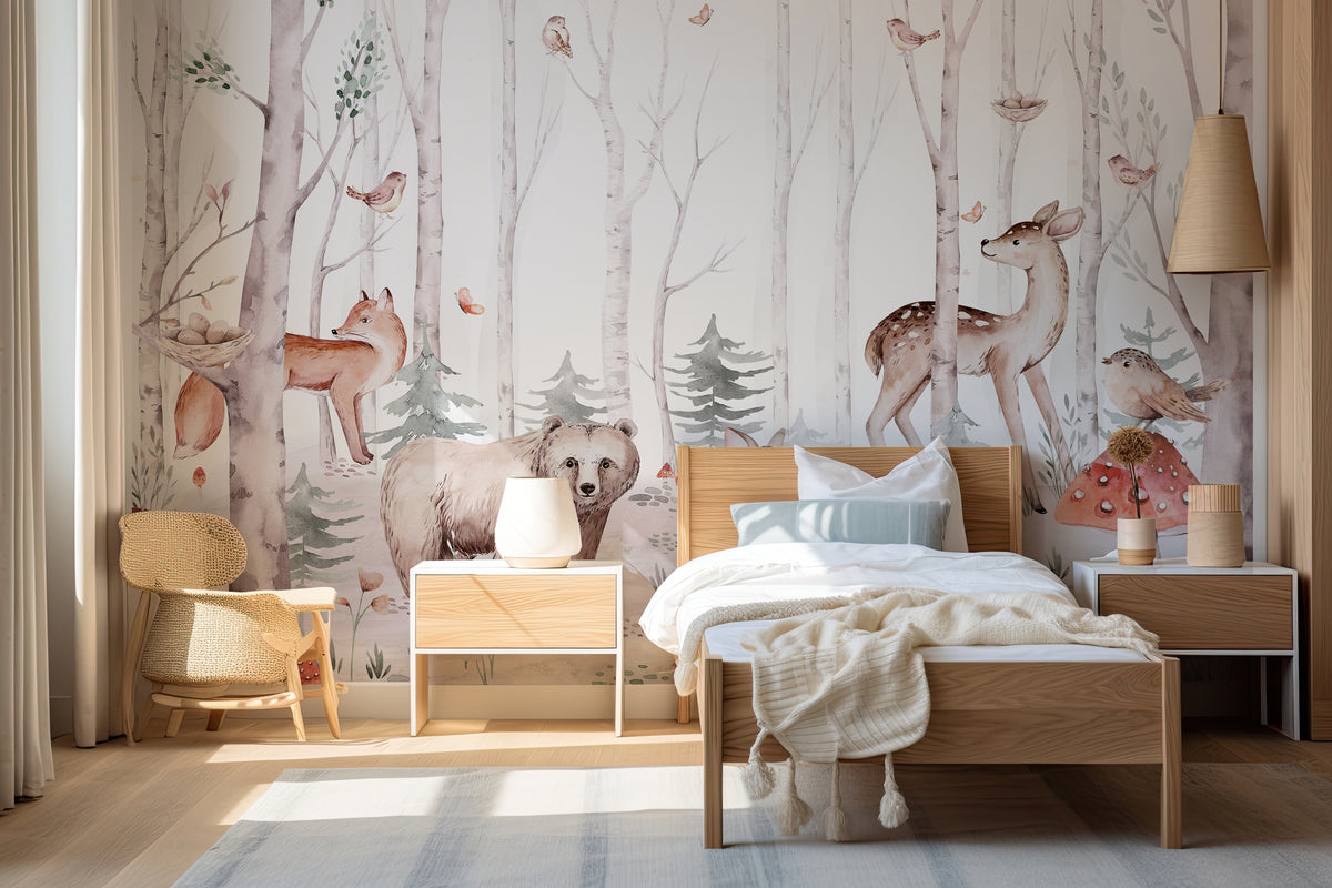 Wallpaper WaterColor Children Animals Forest