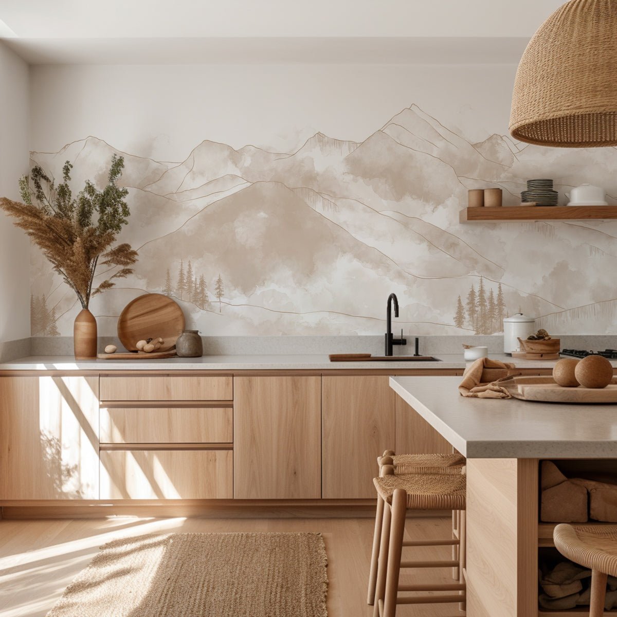 Papier peint panoramique Aravis sépia - Muralconcept