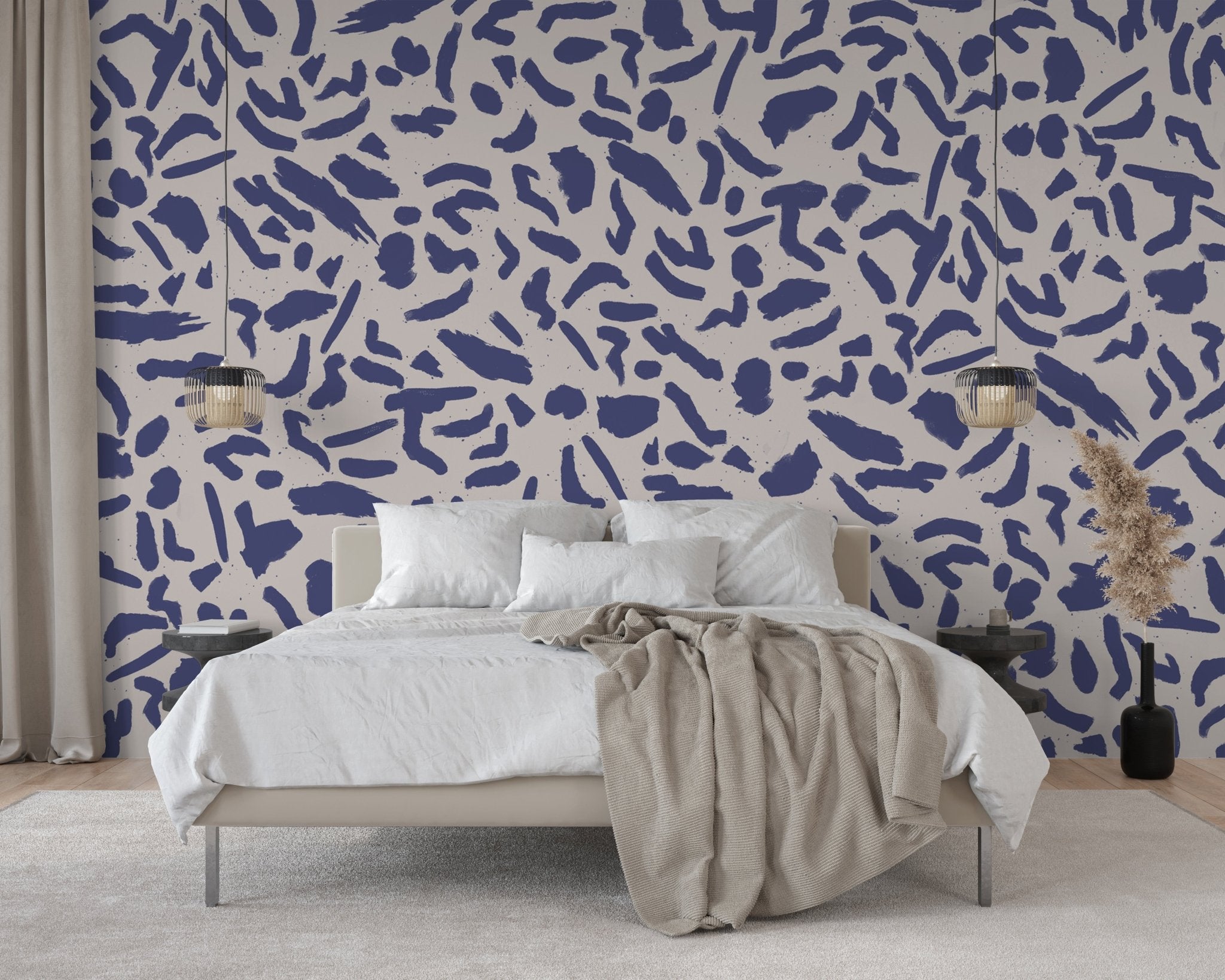 Papier peint artistic form bleu, mural concept, tendance
