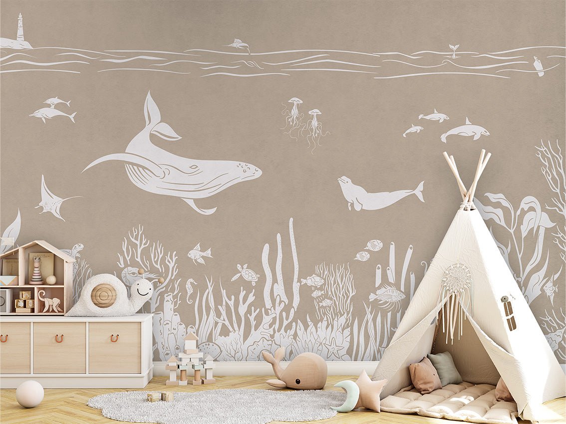 Papier peint balade aquatique beige, XXL, tendance