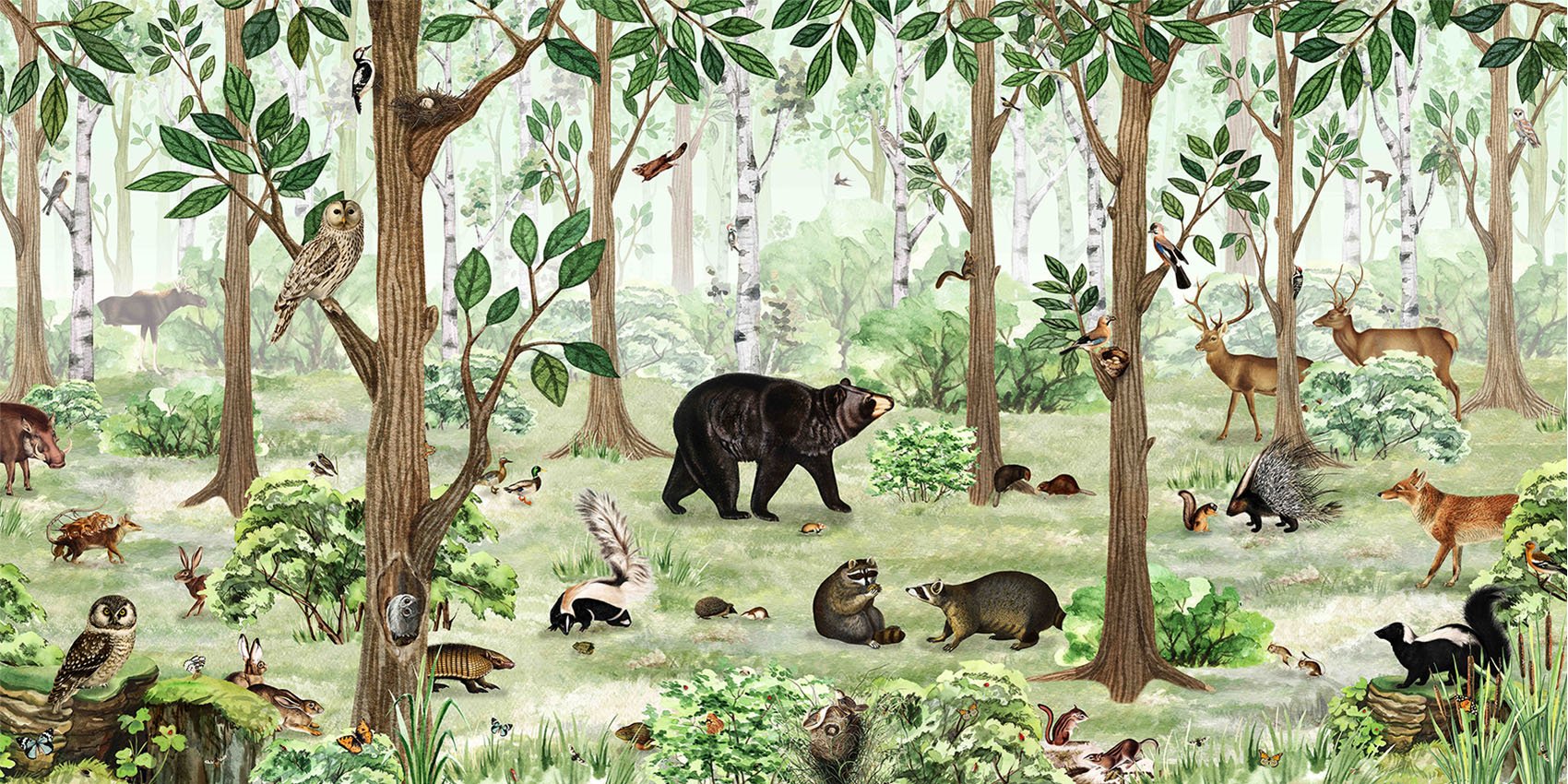 Papier peint bébé douceur forestière, XXL, tendance