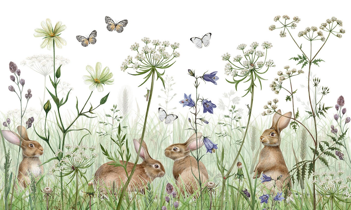 Papier peint chambre bébé lapins, XXL, tendance