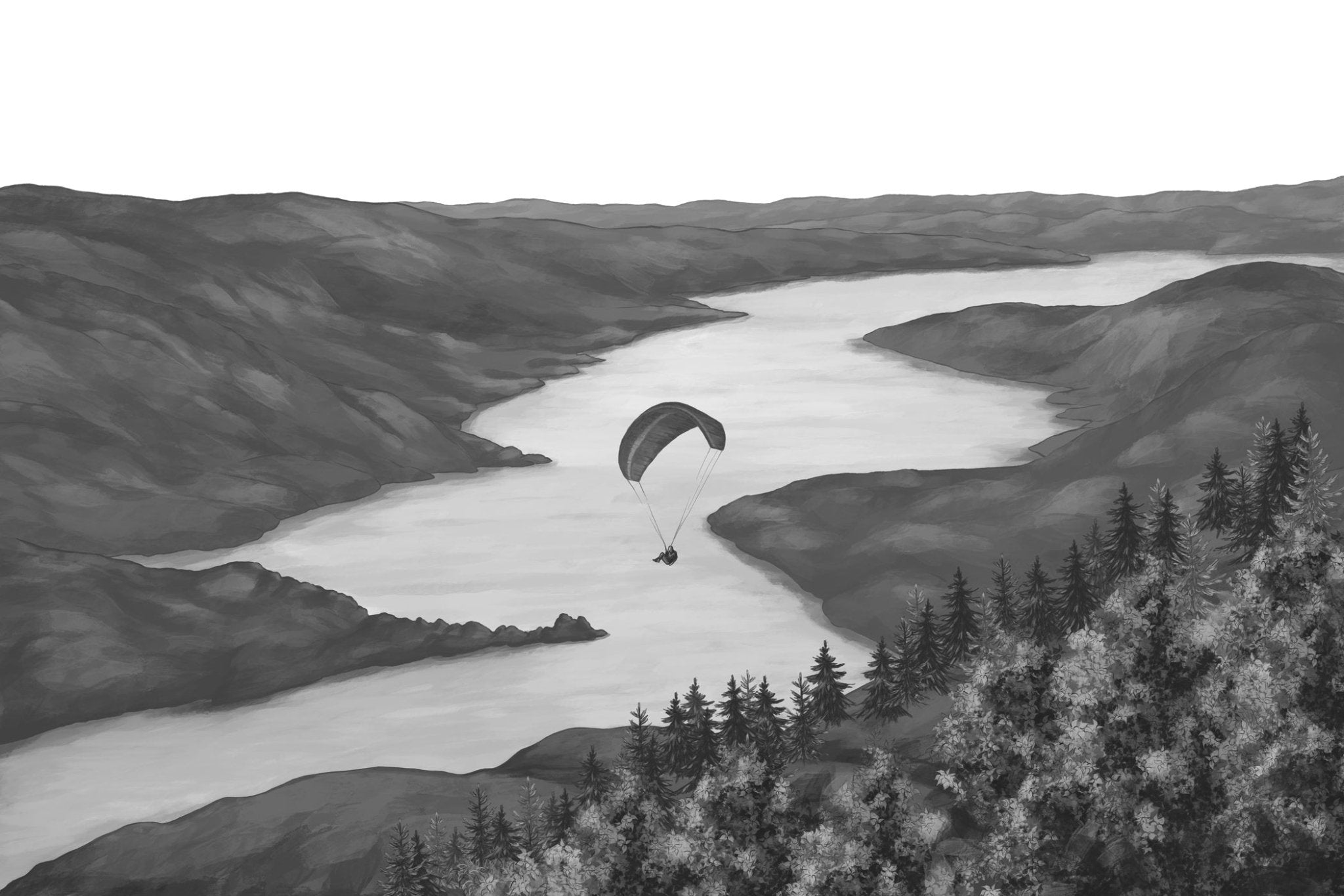 Papier peint col de la Forclaz noir et blanc, XXL, tendance