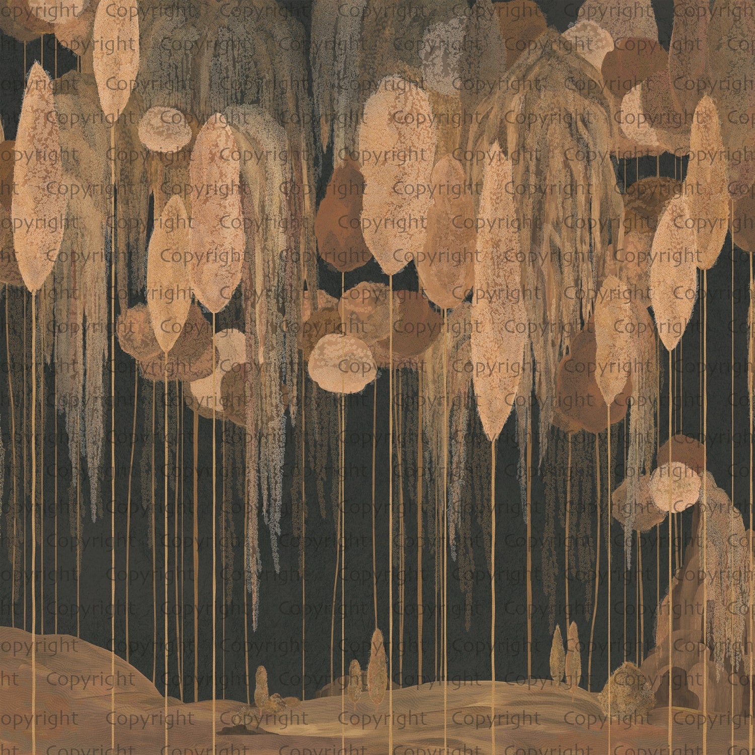 Papier peint cyprès méditerranéen abstrait, mural concept, tendance