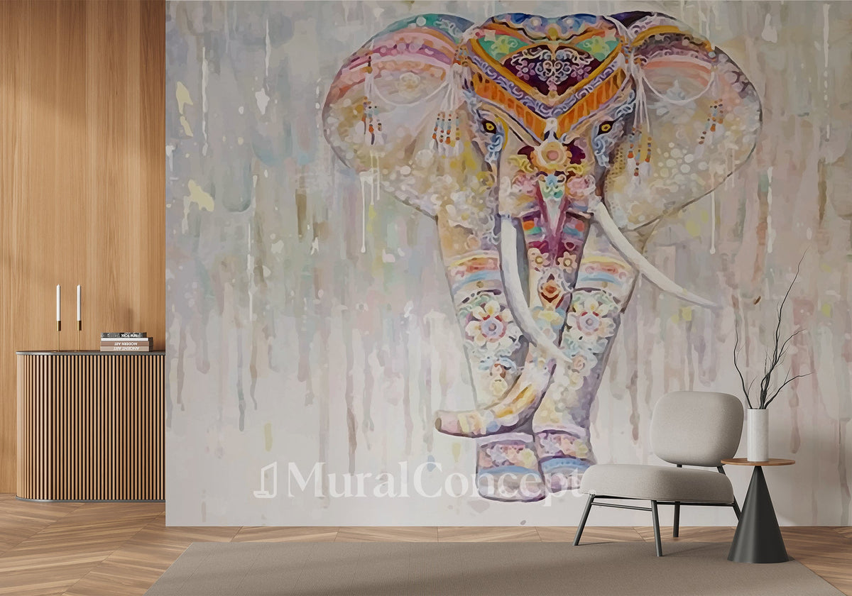 Carta da parati indiana Boho Elephant