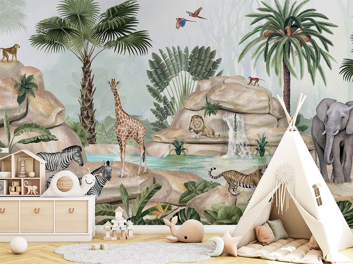 Papier peint enfant oasis animale - Muralconcept