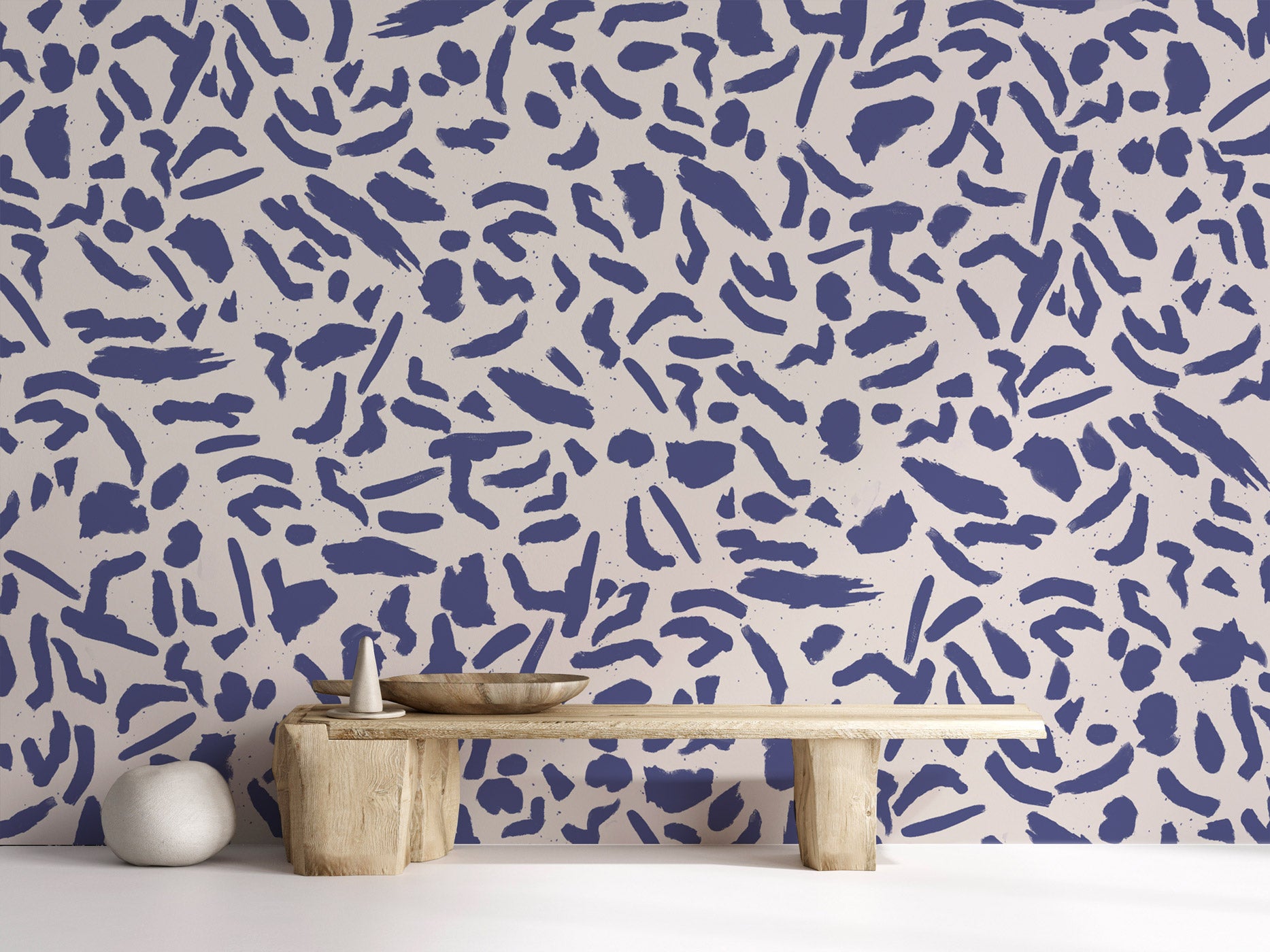 Papier peint artistic form bleu, mural concept, tendance