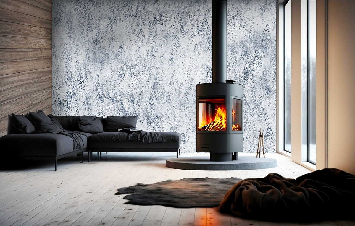 Carta da parati foresta nebbiosa Alpine design