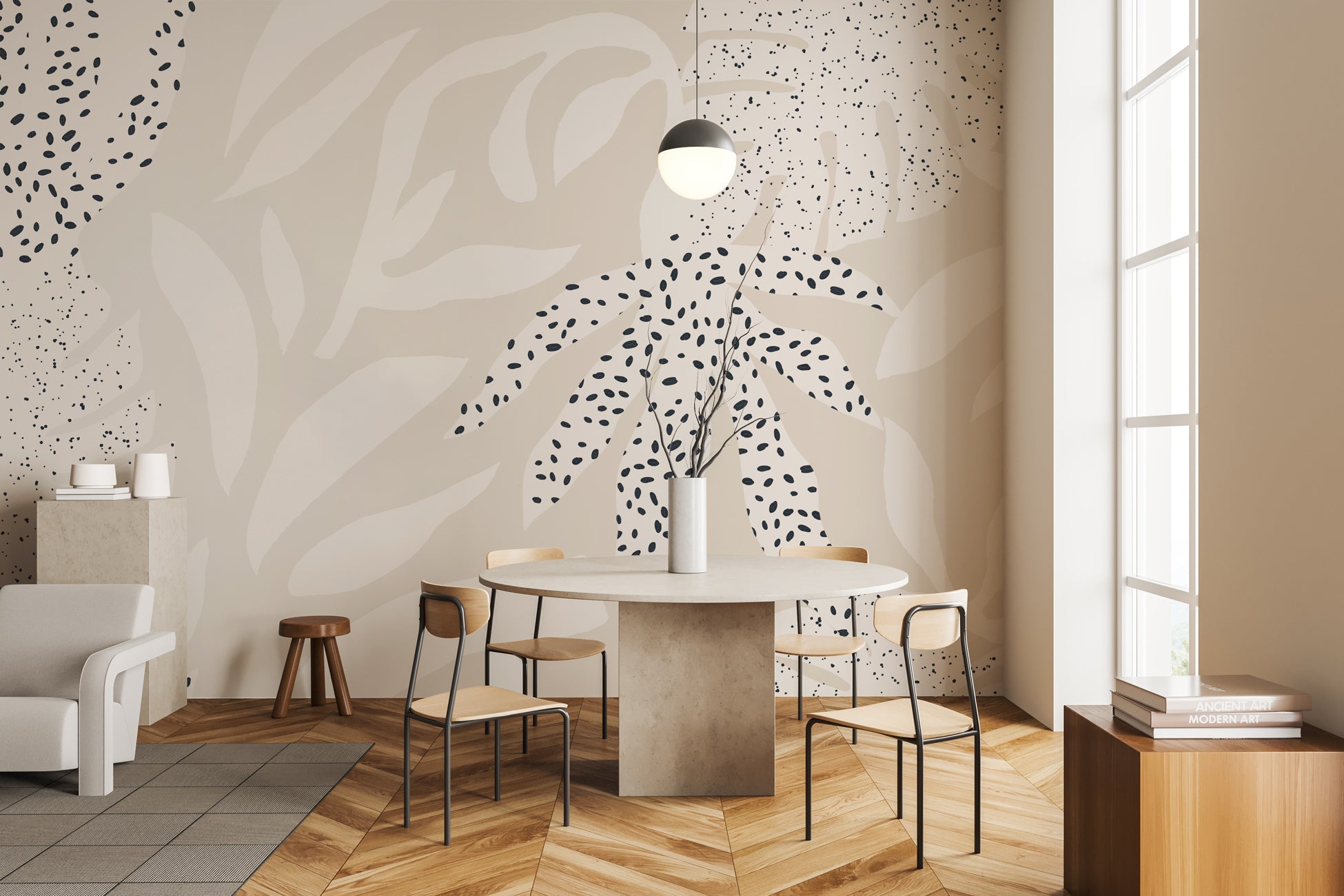 Papier peint panoramique douceur végétale, mural concept, tendance