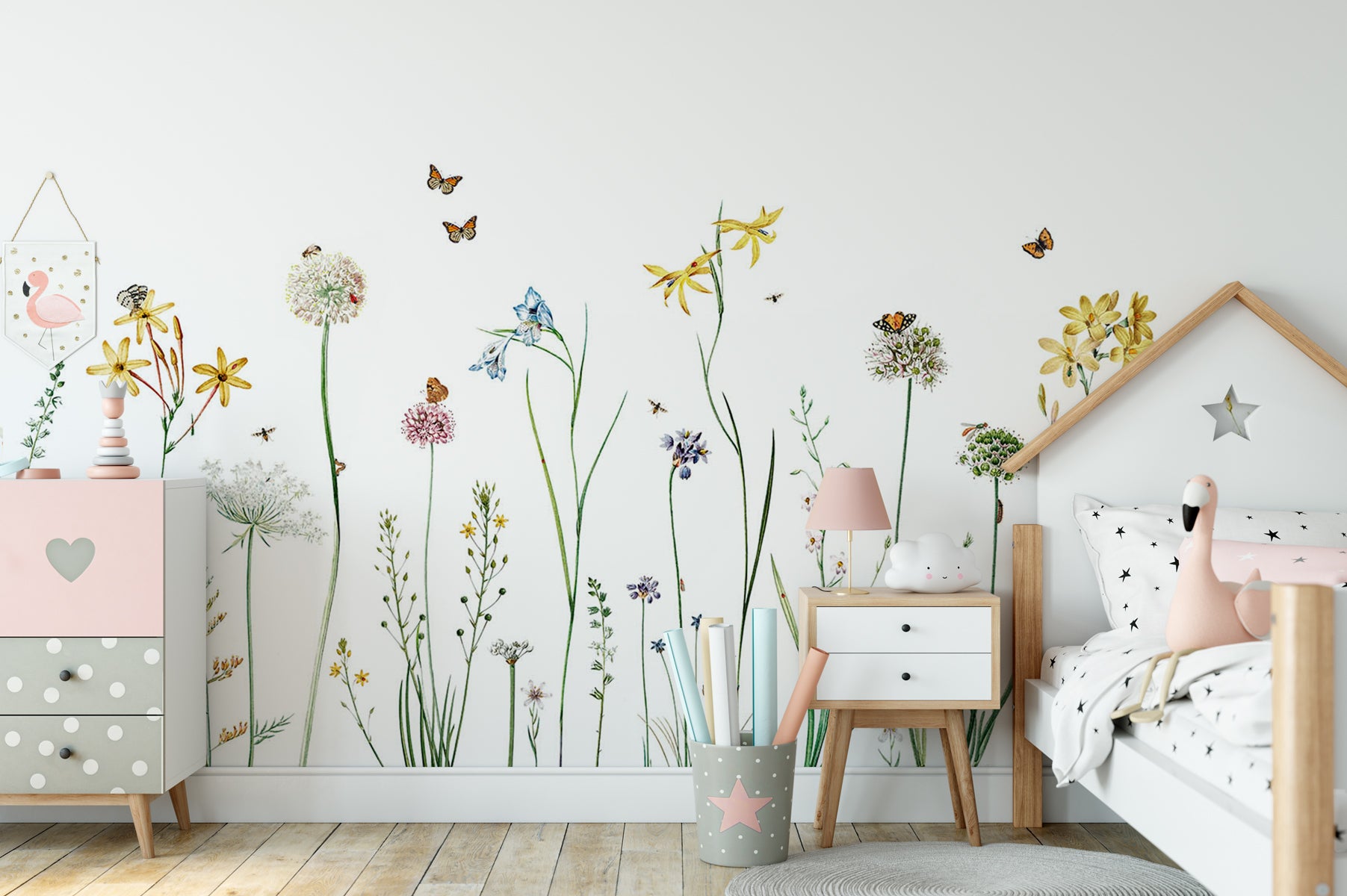 Papier peint herbes enchantées, mural concept, tendance