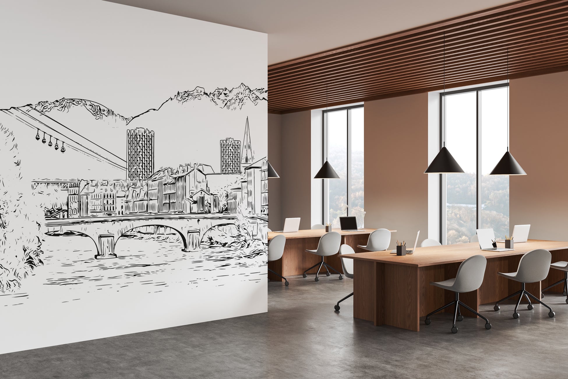 Papier peint téléphérique Grenoble Belledonne, XXL, tendance