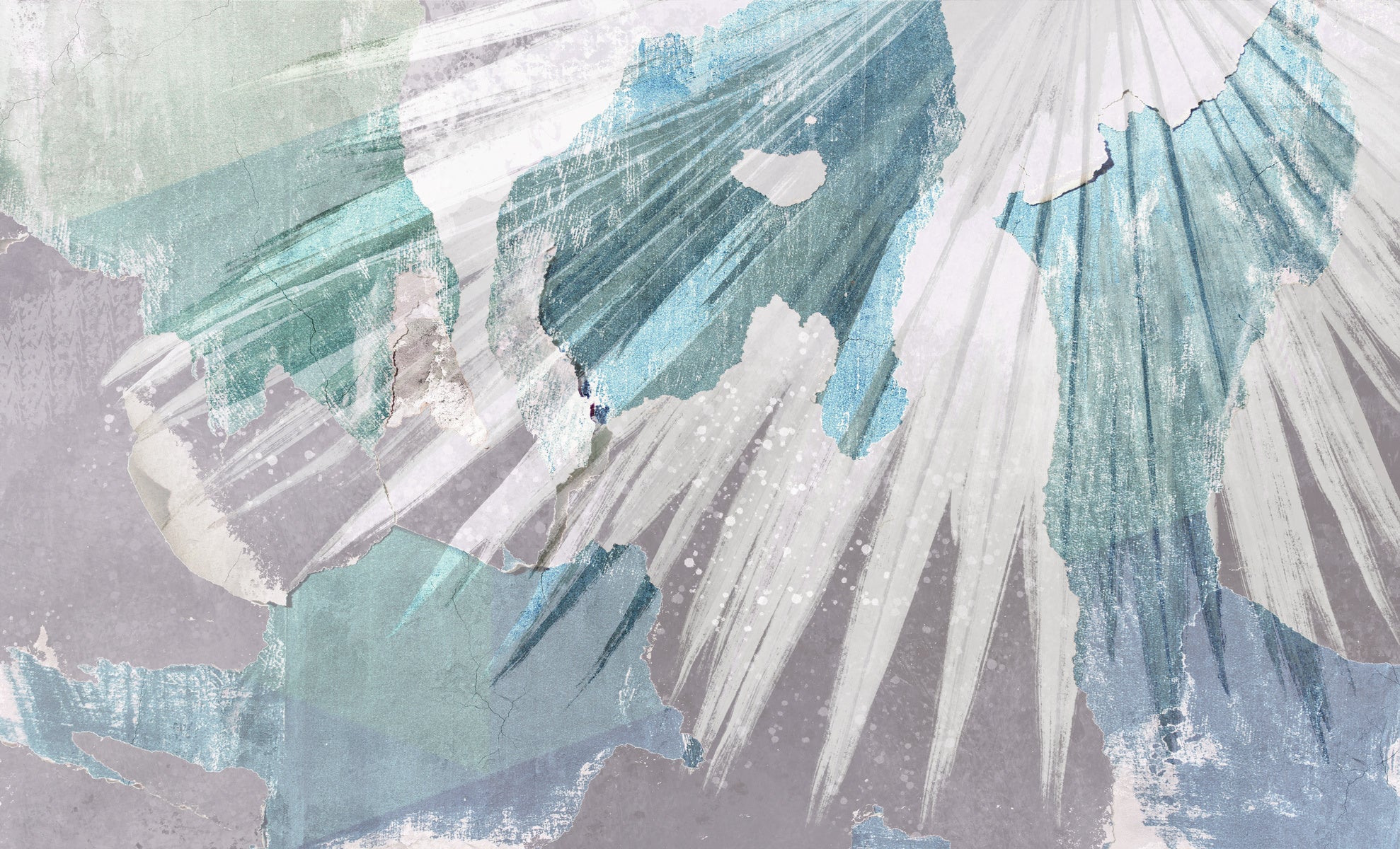 Papier peint panoramique rétro palm turquoise, XXL, tendance