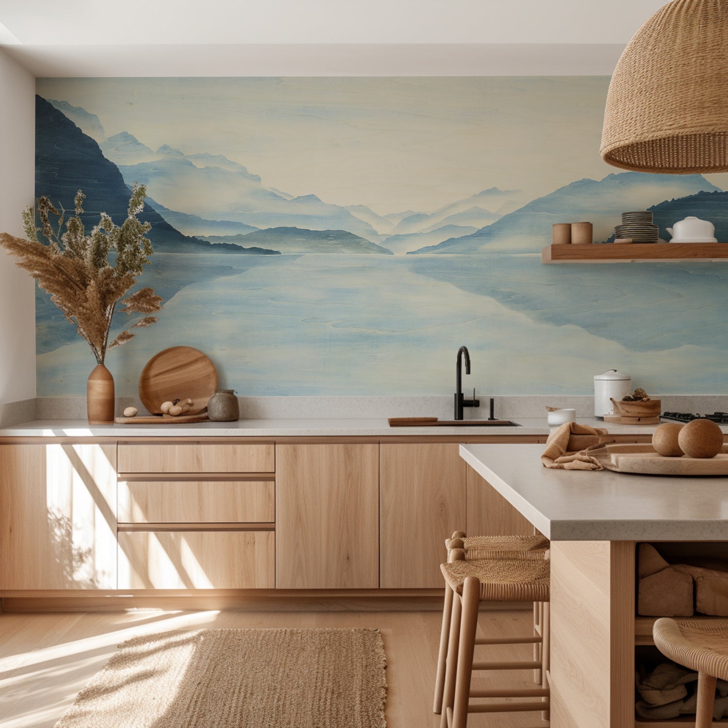 Papier Peint Vue Grand Albigny | Les Bleus du Lac®, XXL, tendance