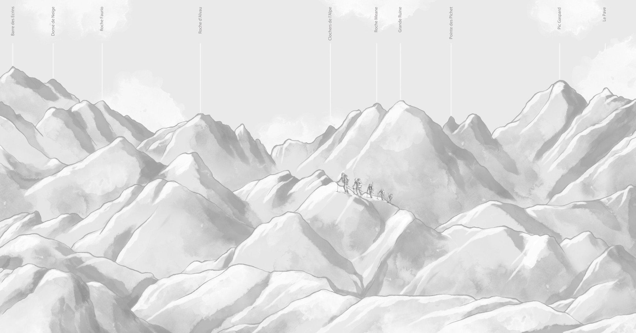 Papier peint massif des Écrins gris, XXL, tendance