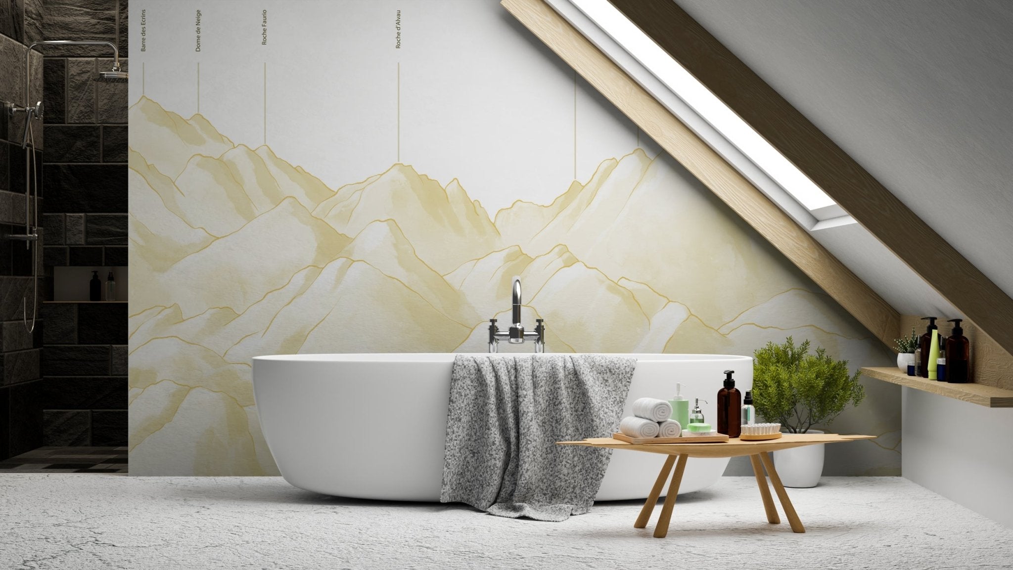 Papier peint massif des Écrins jaune, XXL, tendance