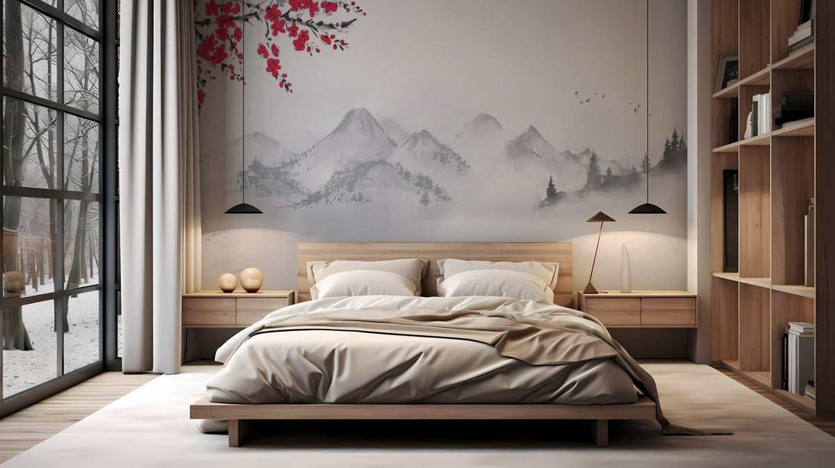 Carta da parati con paesaggio minimalista Zen