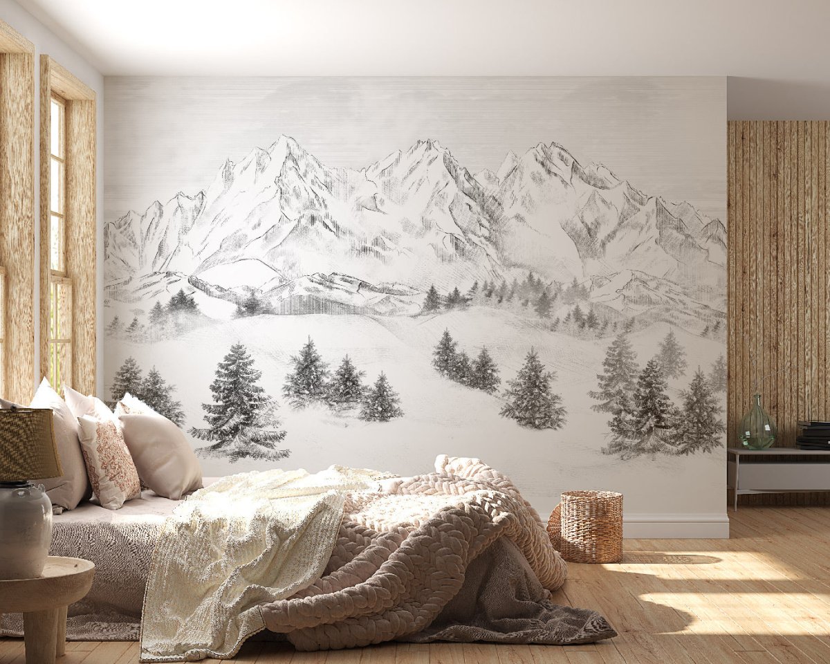 Papier peint montagne sommets de Chamonix, XXL, tendance