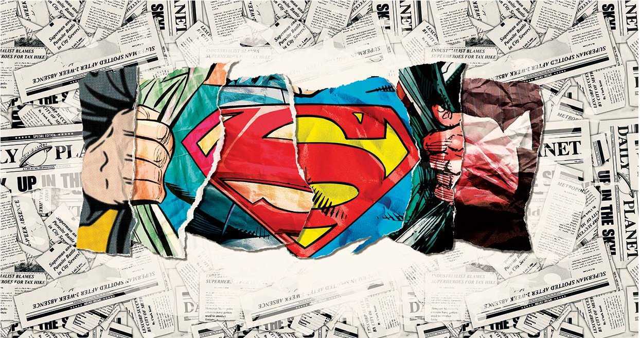 Papier peint panoramique héro superman BD ecu S journal presse, XXL, tendance