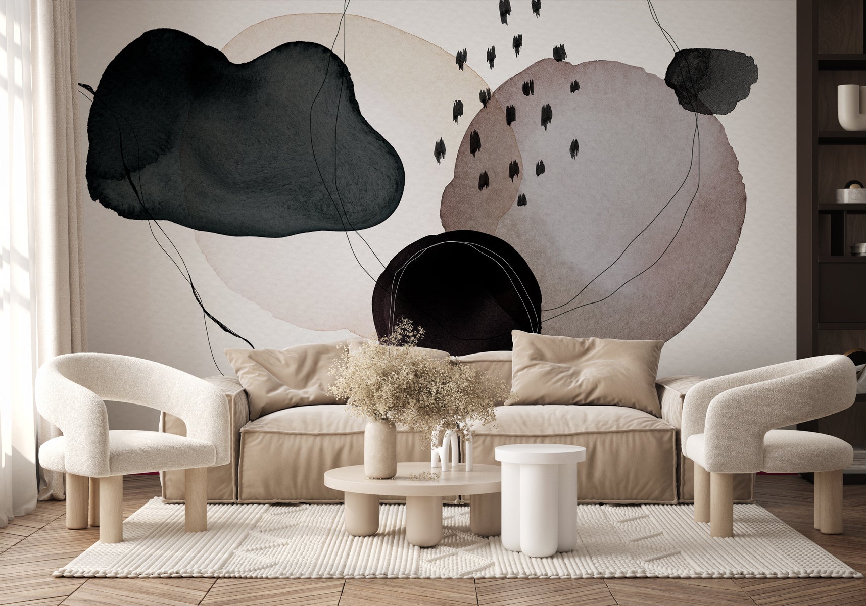 Papier peint moderne aquarelle, mural concept, tendance