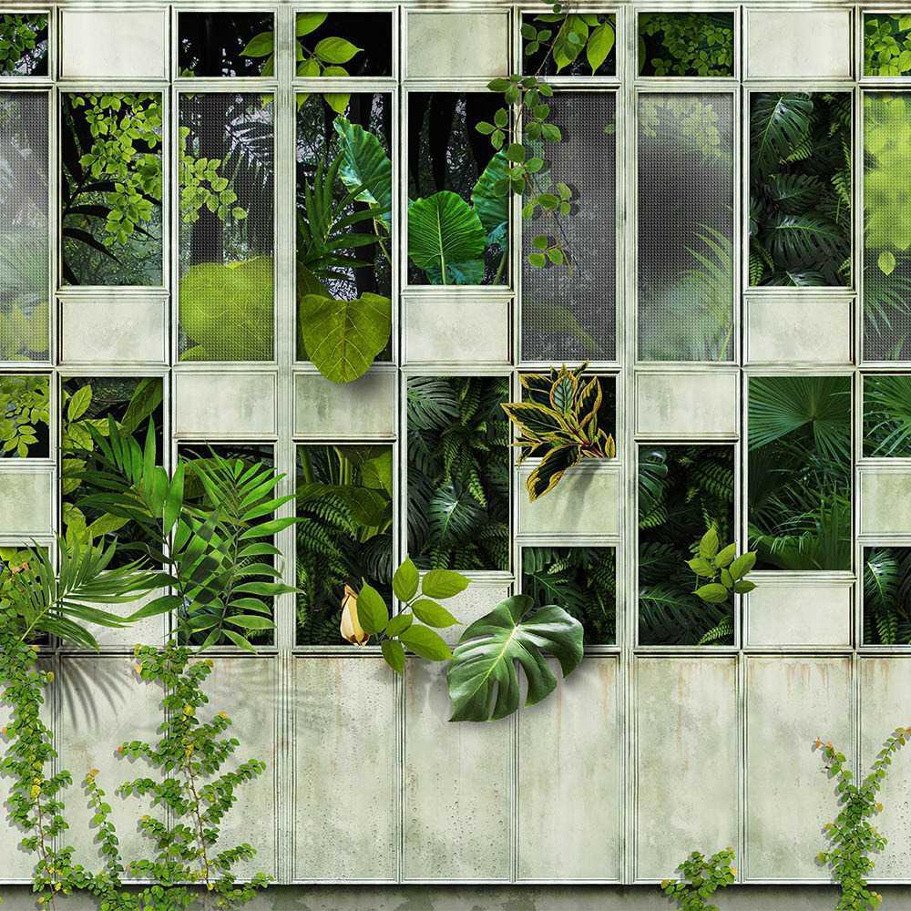 Papier peint panoramique verrière nature plante, XXL, tendance