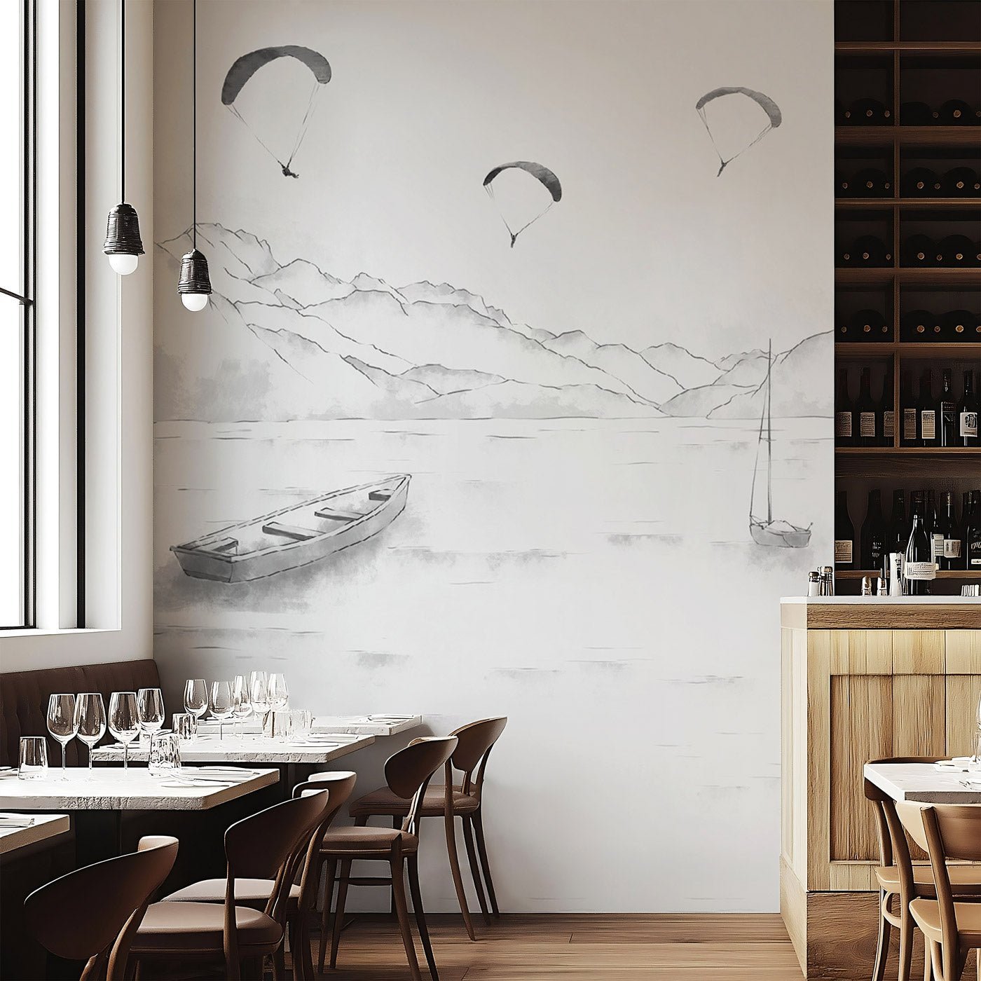 Papier peint Annecy - cimes & art en monochrome - Muralconcept