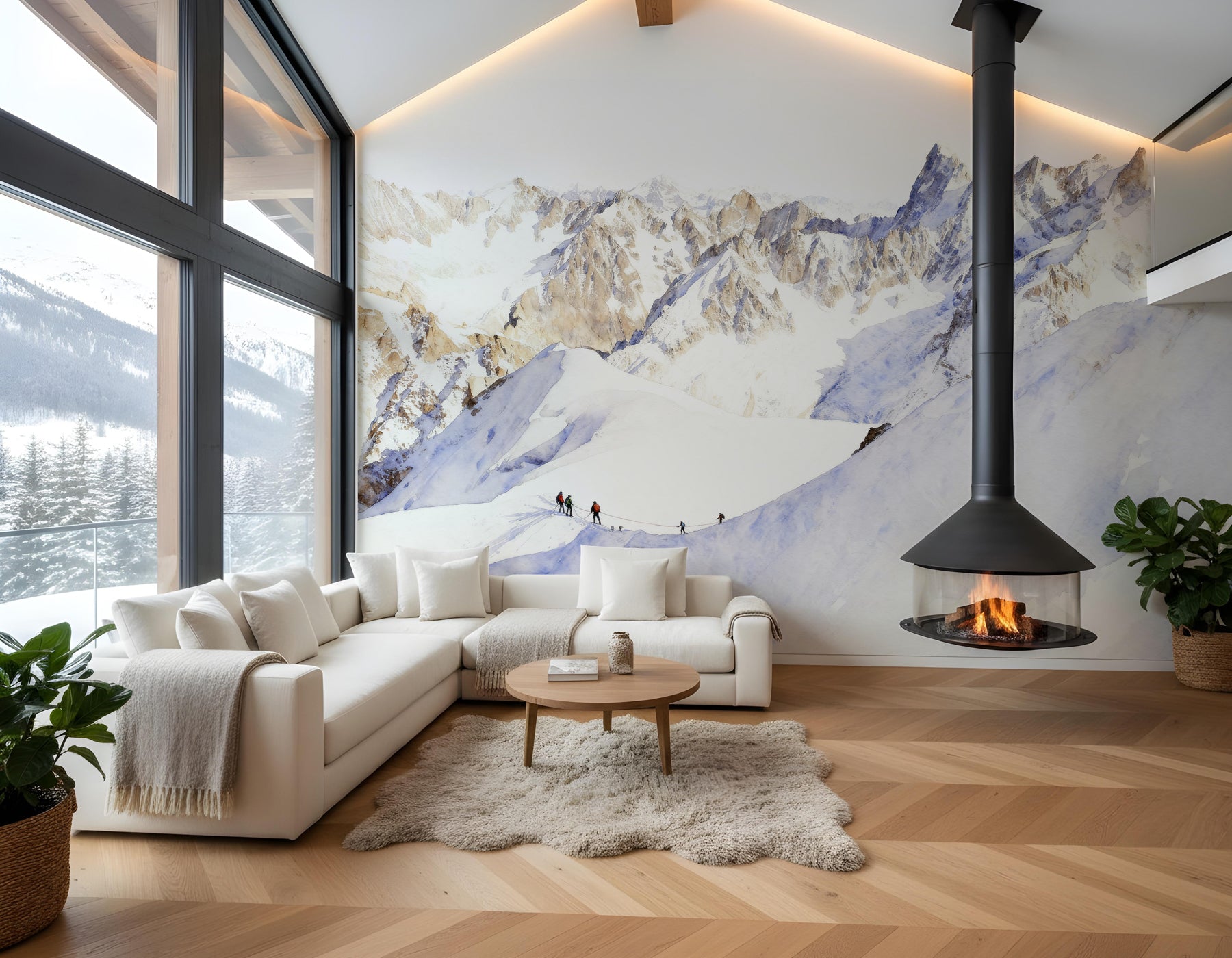 Papier peint alpinisme la cordée - Vallée blanche - Muralconcept