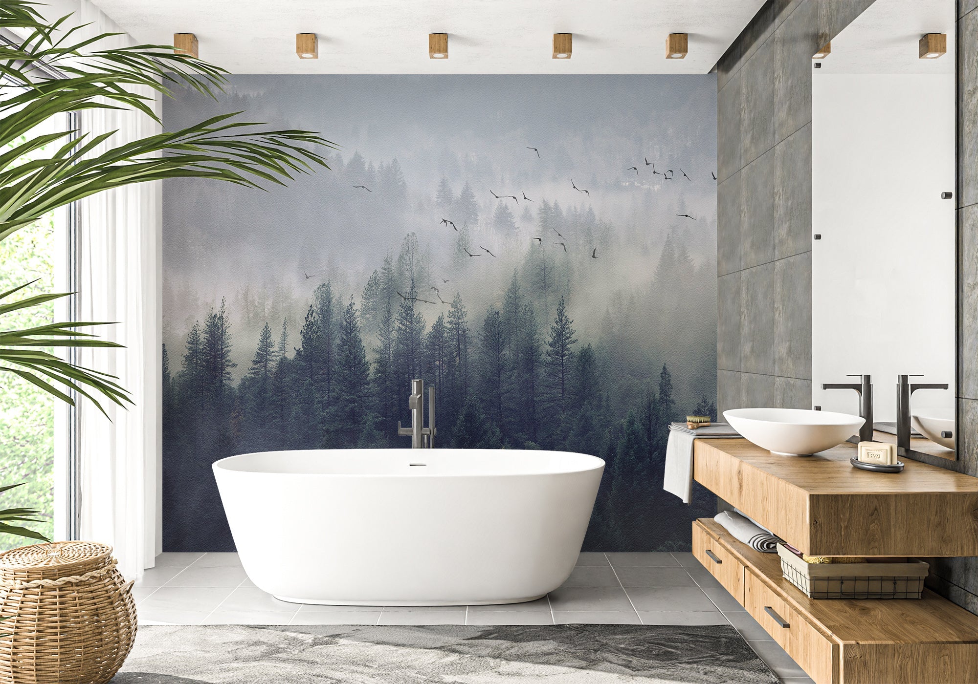 China forest bathroom wallpaper - Muralconcept