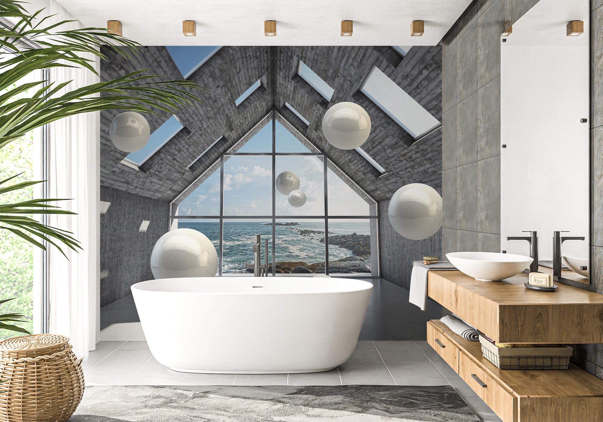 Papier peint salle de bain modern view, mural concept, tendance