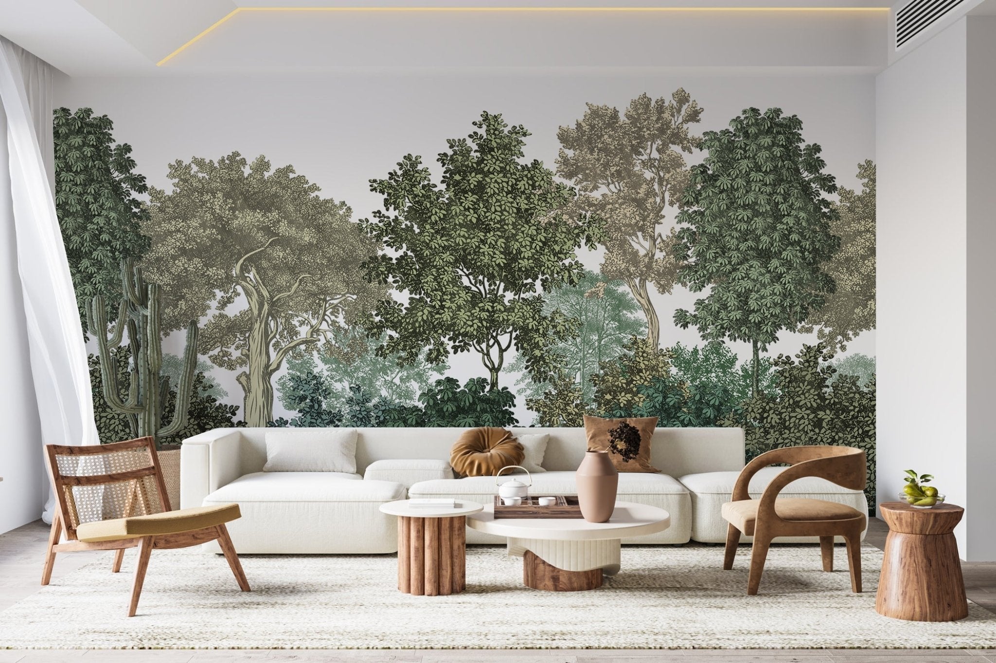 Papier peint paysage forêt gravure, XXL, tendance