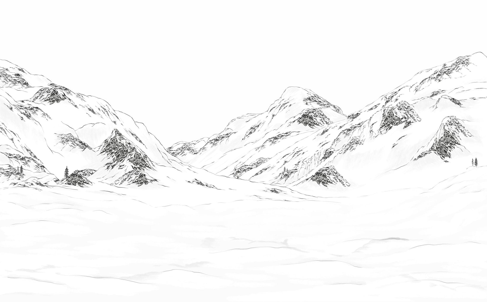 Papier peint val Isère noir et blanc, XXL, tendance