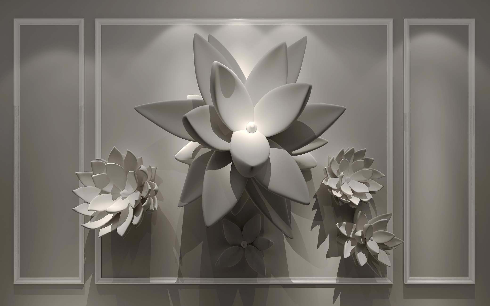 Papier peint 3D fleur cadre, XXL, tendance